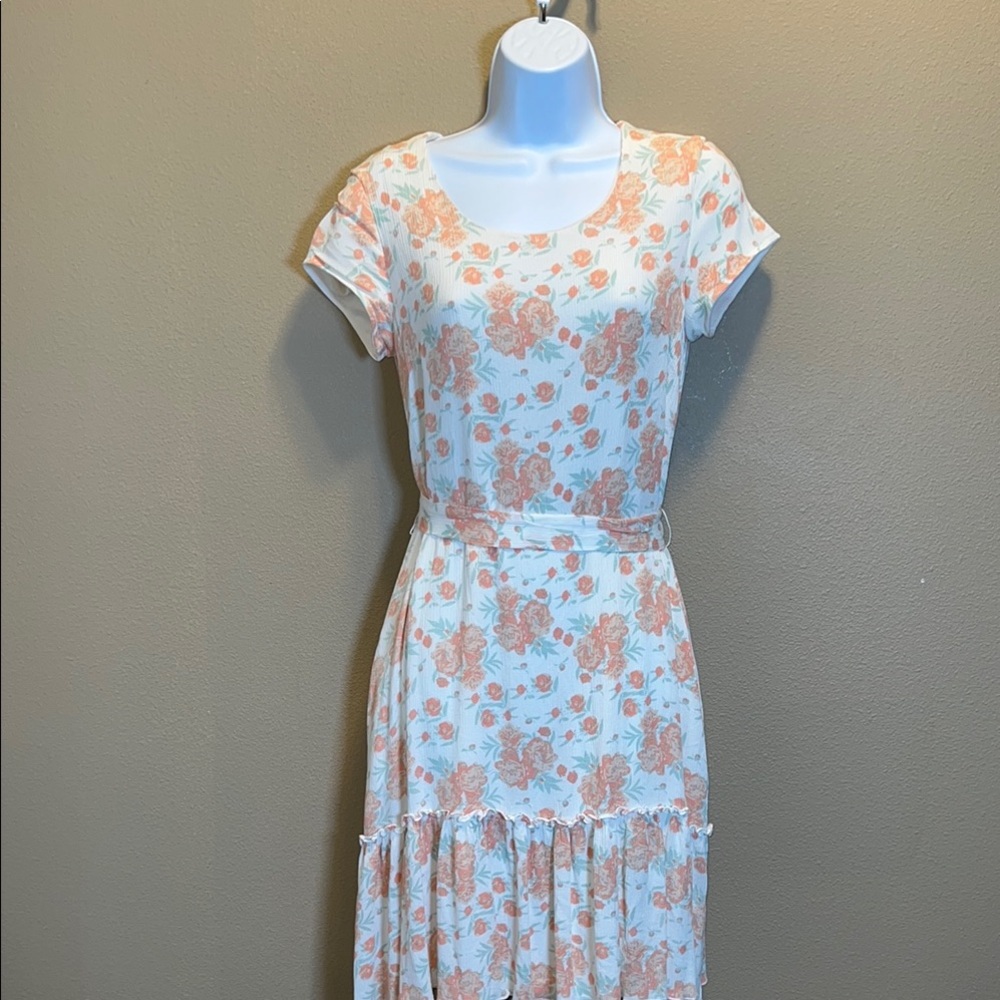 DE Collection Women’s Peach & Cream Short Sleeve Sundress for Casual Occasions S